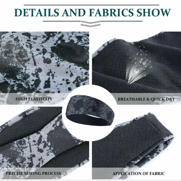 Camo Headband Stretch Sports Yoga Gym Hair Band Wrap Sweatband for Women Men US - Picture 5 of 7